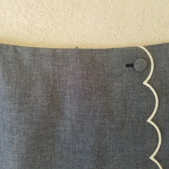 J. CREW Chambray Skirt w/Scalloped Detail | SZ 00 - Picture 7 of 10